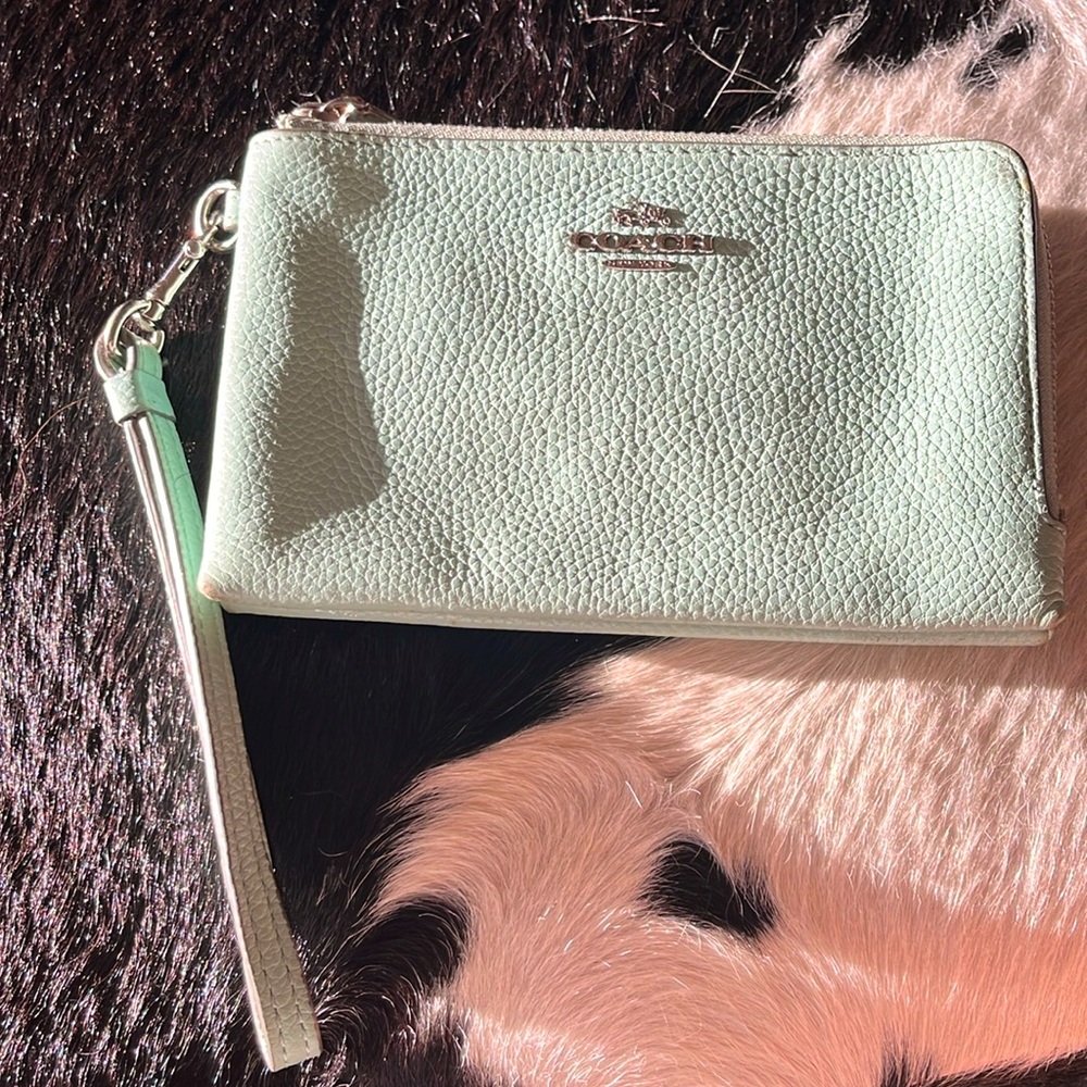 Mint coach wristlet